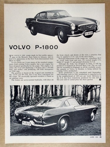 Volvo p1800 introduction 1960 - volvo,