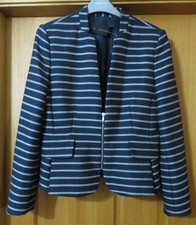 BNWOT Zara Navy  Striped Lined Blazer Size Eur L