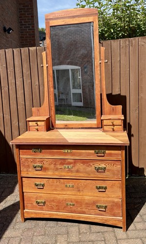 Art nouveau wooden dressing - art,