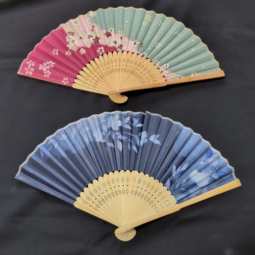 Ladies fan set floral bamboo - ladies, 2