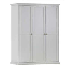 PARIS 200CM TALL LARGE FRENCH COUNTRY STYLE WARDROBE WITH 3 DOORS IN WHITE
