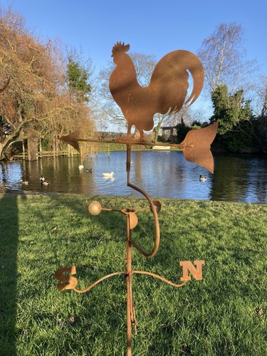 Metal garden rusty cockerel - rusty,