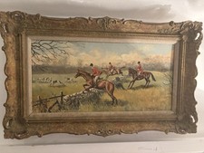 Antique Painting Fox Hunting