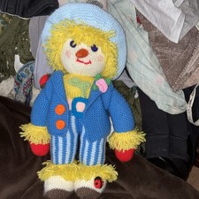 Hand Knitted 16” Scarecrow Girl Doll Soft Toy with mouse and bird 