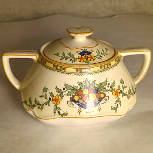 Crown ducal floral lidded - crown,