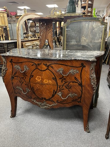 French bombe marble chest - marble, of