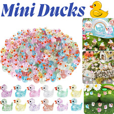 100PCS MINI DUCKS, 10 COLORS GLITTER RESIN TINY DUCKS LITTLE PLASTIC DUCKS TWINK