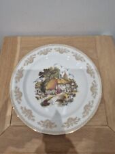 Gainsborough Bone China Plate 27cm Village Scene Gold Rim