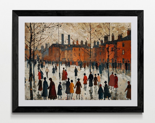 Lowry style people framed - style,