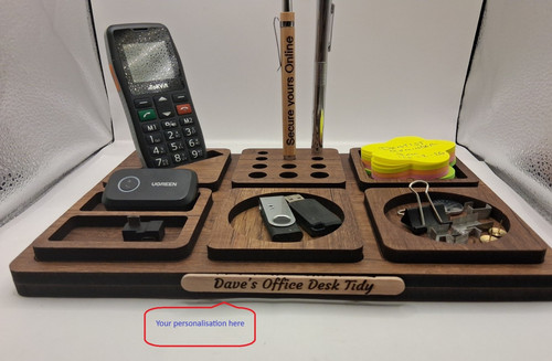 Personalised wooden desk tidy - personalised,