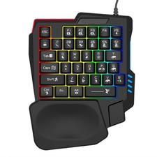 One Handed Gaming Keyboard, 14-Key with Backlight USB Corded Keypad Hand Rest