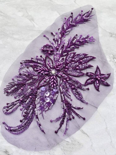 Pair beaded flower - beaded, lace
