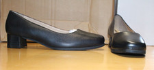 Amblers WALFORD Ladies Womens Low Block Heel Leather Court Shoes Navy & Black