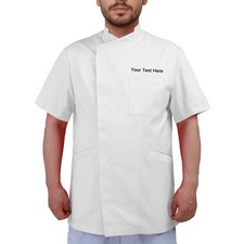 Title: Personalized Embroidered Men's Short-Sleeve Chef Coat Jacket - Add Custom