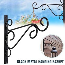 2X Heavy Duty Garden Metal Hanging Basket Brackets Plant Hanger Hook Wall Decor