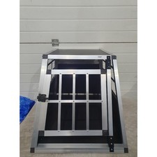 Black Dog Car Carrier Pet Transport Box Slatted Aluminum Door for SUV Trunks