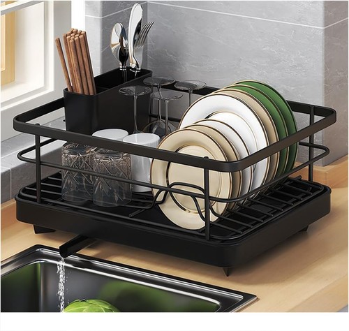Large black dish drainer - black, rack