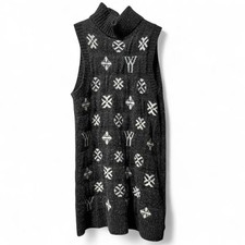 Yohji Yamamoto FEMME Logo Pattern Turtleneck Knit Vest Black Avant Garde Japan