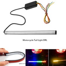Flexible Motorcycle Tail License Plate Lamp Strip Brake Turn Signal Amber Red