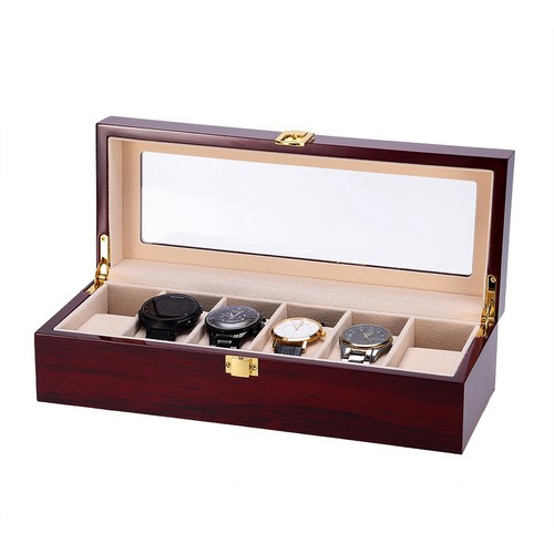 Uten grids red wooden watch - uten, 6