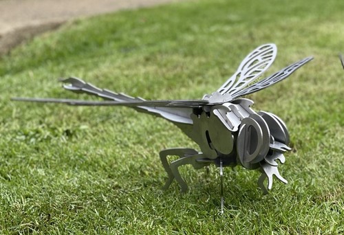 Stainless steel dragonfly - steel, 3d