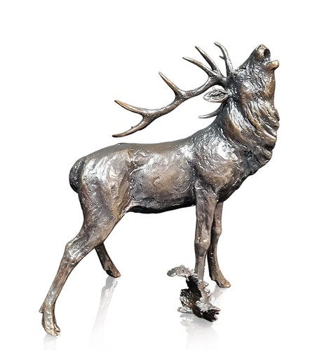 Bronze stag roaring - stag, sculpture