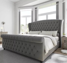 Luxury Tulip Wing Sleigh Bed With/Without Ottoman Gas Lift Storage
