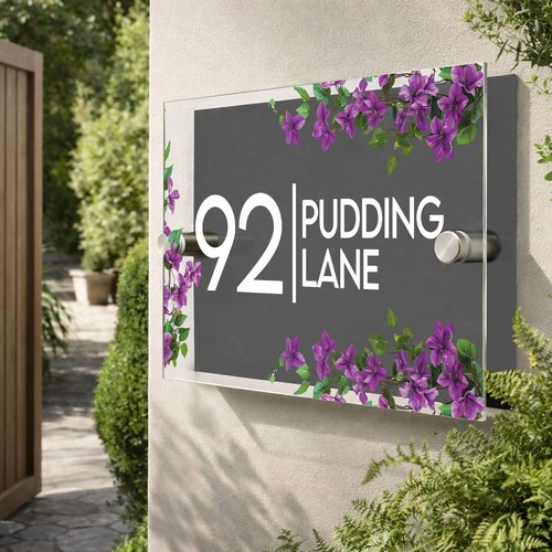 Floral house sign - floral,
