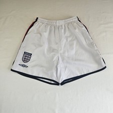 Vintage Umbro England Football 04-06 Shorts S Official White Red Navy 548