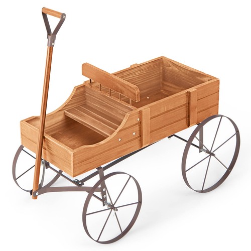 Gymax wooden garden - cart, with