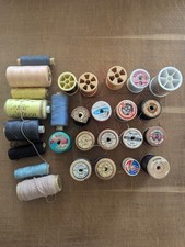 27 Vintage Wooden/plastic and rolled Cotton Reels bobbins in Various Colours