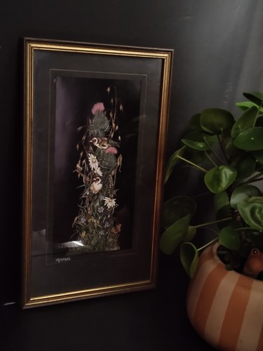Vintage framed bird art signed - framed,