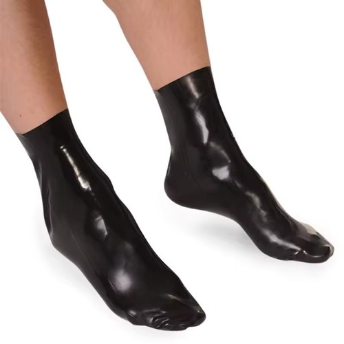 Black latex rubber socks - latex,