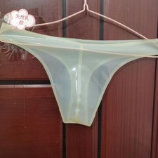UK Men's Transparent Latex Underwear Thong Rubber Briefs Handmade Fetish 0.4mm