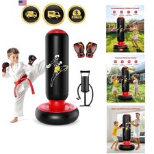 Kids Punching Bag Set Inflatable Boxing Bag with Gloves for Ages 6 12