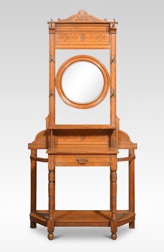 Antique oak hall stand - oak,