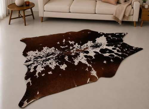 Genuine brown white - brown, cowhide