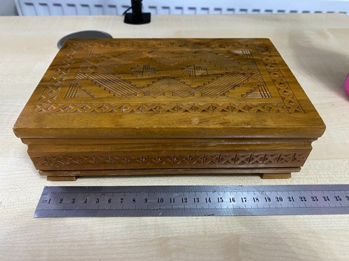Vintage wooden cigarette box - cigarette,
