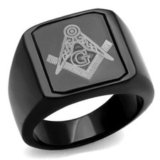 Mens black ring masonic no