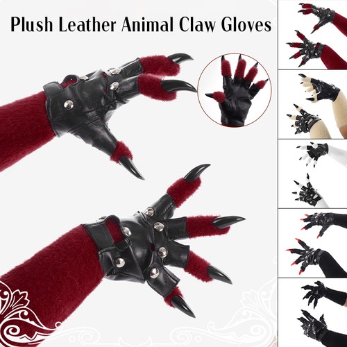 Fursuit leather fur gloves - fursuit,