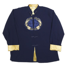 Mens Navy Blue Silk Button