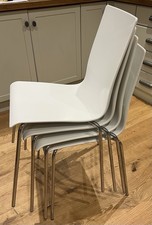 Set Of 4 White Galvano Tecnica Italian Designer Chairs -  Plastic & Chrome