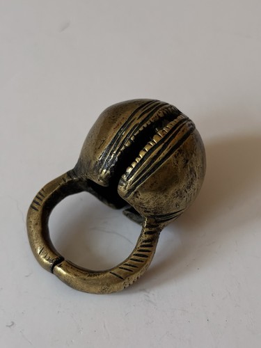 Brass tribal large dome ring - brass,