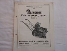 Ransomes vintage mower Vergecutter 30 in Mk. 6 Original parts list