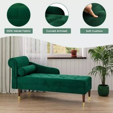 Velvet Green Chaise Longue Lounge The Range Sofa Left Armrest Bedroom Office