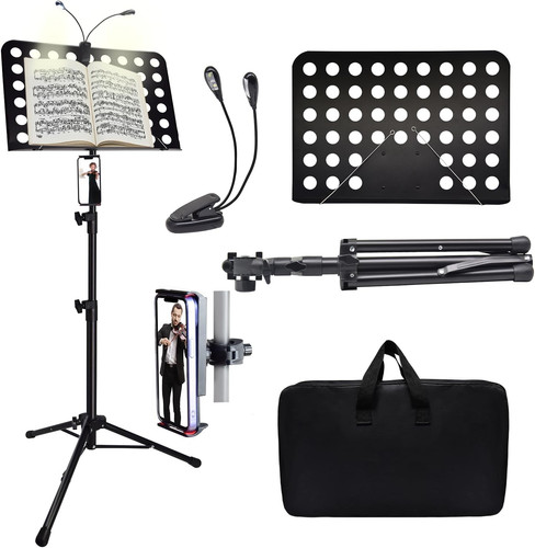 Music stand with - light, phone
