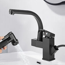 Matt Black Monobloc Kitchen Sink Mixer Tap with Pull Out Hose Spray Single Lever