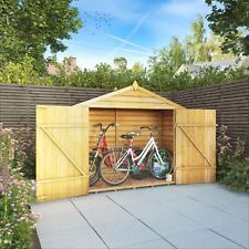 Waltons 3 x 7 Wooden Garden Bike Shed Storage Overlap Double Doors Apex Roof