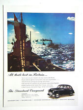 Standard Vanguard car print ad, 1951, "From Cornwall to the Hebrides"