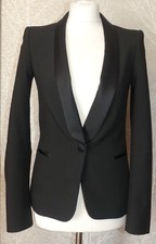 ZARA WOMAN BLACK SINGLE BUTTON TUXEDO BLAZER JACKET XS